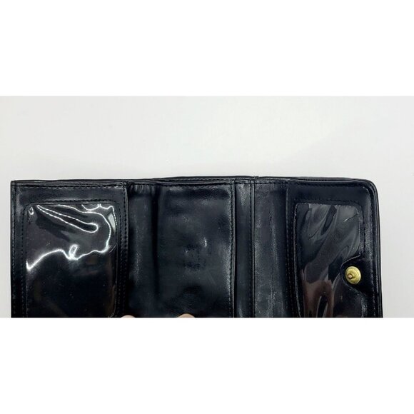Liz Claiborne Wallet Black Women's Small Fold Out Faux Leather Kiss Lock - Picture 3 of 10